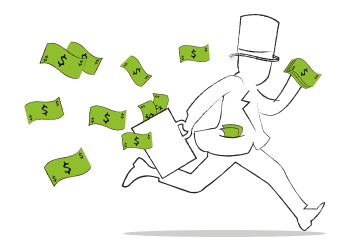 Running man and dollars