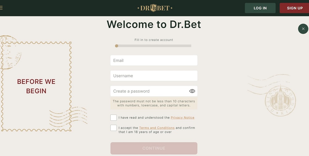 Dr.Bet login and registration
