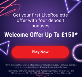 liveroulette casino get up to 150 bonus